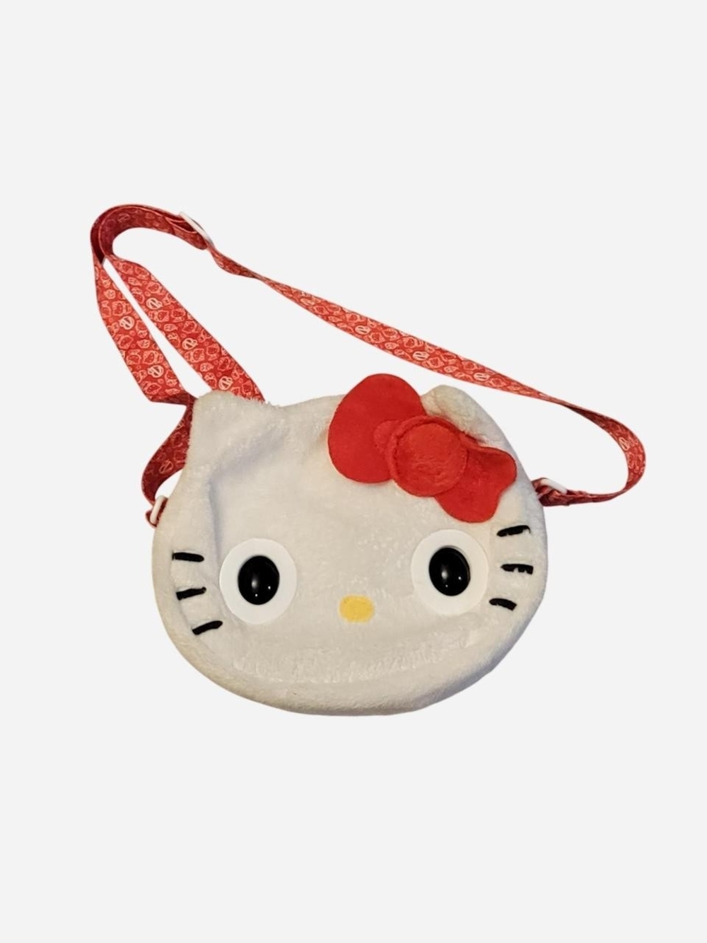 Sanrio White Plush Hello Kitty Crossbody Bag with Red Bow